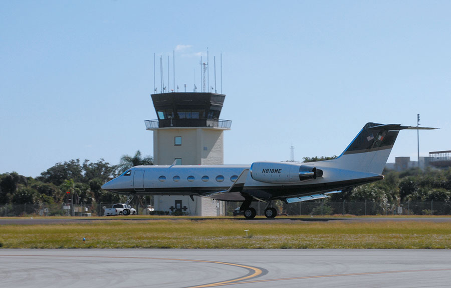 Business class medium sized jet at Boca Raton Airport in Palm Beach County, Florida. November 23, 2019. Photo credit ShutterStock.com, licensed.