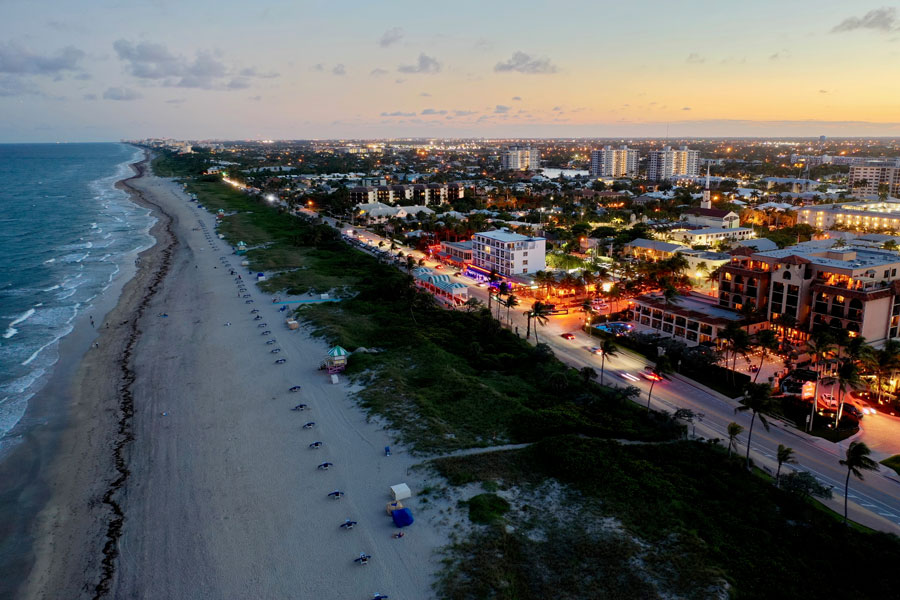 Delray Beach Florida, Beach strip at night. Photo credit ShutterStock.com, licensed.