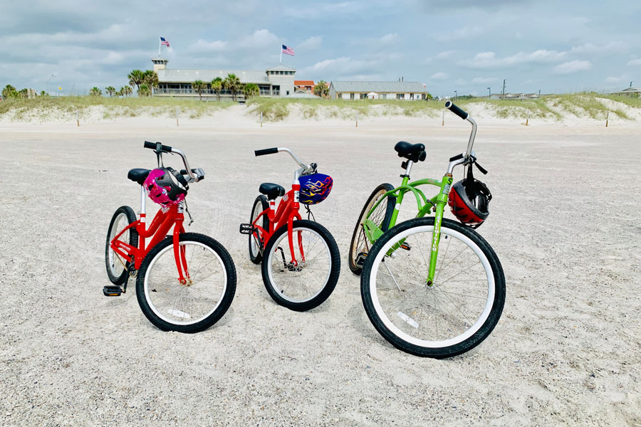 Bikes on the beach, Amelia island, Florida June 6, 2019. Editorial credit: ARYEVA / Shutterstock.com, licensed.