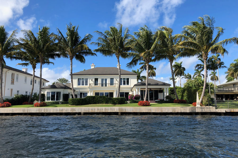 A luxurious waterfront villa on the intracoastal waterway in Delray Beach, Florida, February 3 2019. 