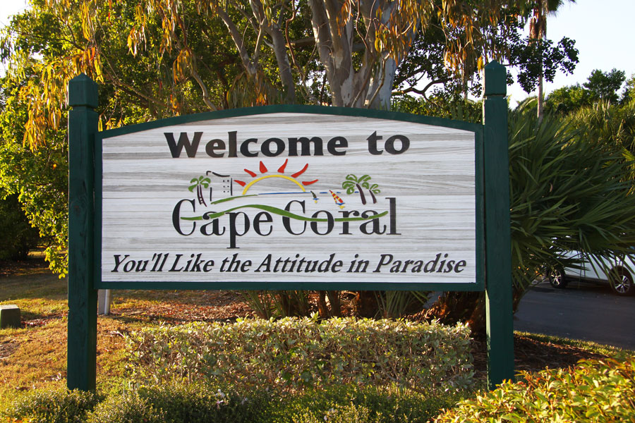 Welcome to Cape Coral, a large area for vacation homes along the Gulf of Mexico.