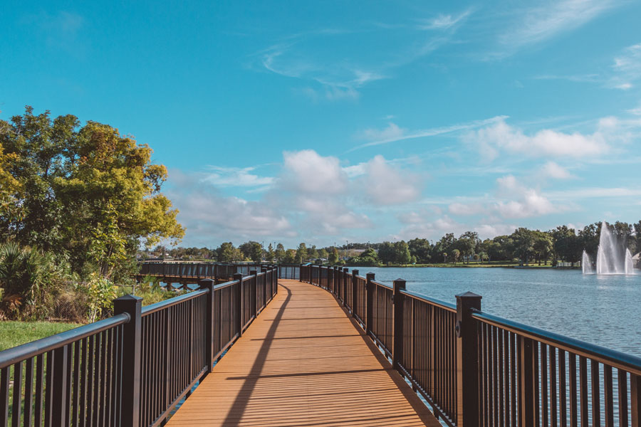 Boardwalk on Lake Concord on a bright sunny day in Casselberry, Florida. Photo credit ShutterStock.com, licensed.