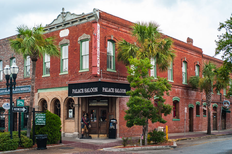 Palace Saloon in the Famous Prescott Building in Fernandina Beach on Amelia Island. A Historic Red Brick Building in the Beaux Arts Style. Fernandina Beach, Florida, July 18 2012. 