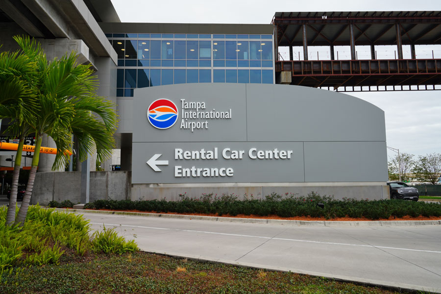 View of the car rental center at the Tampa International Airport (TPA) located in Tampa, Florida