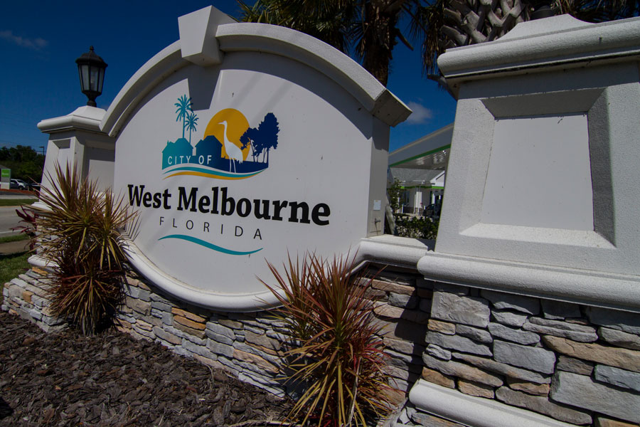 City of West Melbourne Welcome Sign, West Melbourne, Florida on May 22, 2019. Photo credit: Paulo Almeida Photography / Shutterstock.com, licensed.