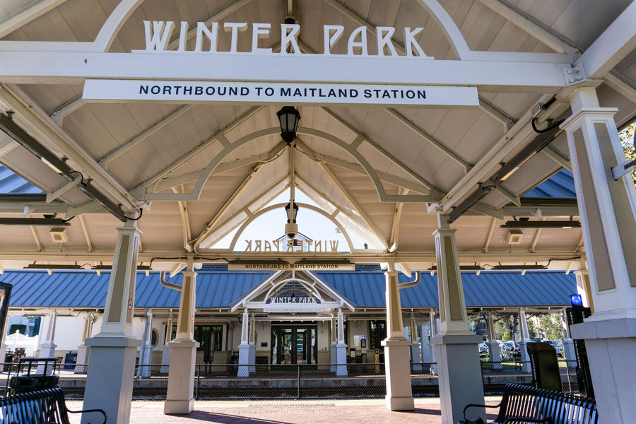 The Amtrak train station in Winter Park, Florida on December 17, 2017. 