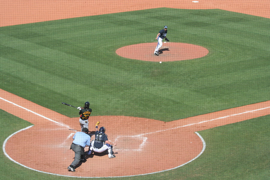 Andrew McCutchen bats for the Pittsburgh Pirates in spring training game against the Tampa Rays at Charlotte Sports Park on March 15, 2009 in Port Charlotte, FL. Editorial credit: Bonnie J. Anderson / Shutterstock.com, licensed.