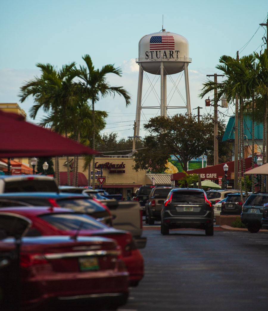 City of Stuart Water Tower, January 1, 2019. Stuart, Florida. Editorial credit: Klimamarina / Shutterstock.com, licensed.