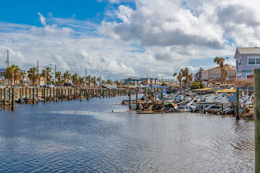 Canal Park, 16 days after Hurricane Michael on October 26, 2018. Mexico Beach, Florida.