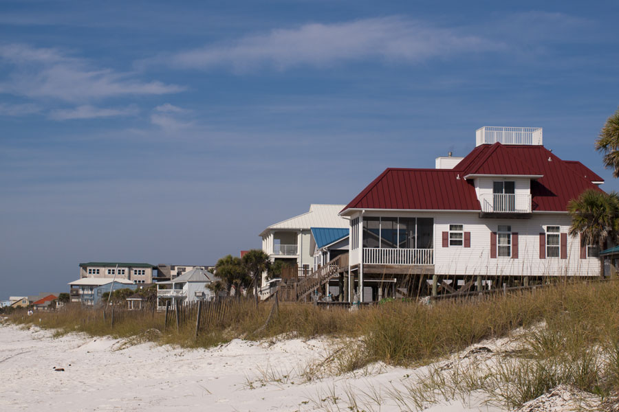 Beach houses at Mexico Beach, Florida.