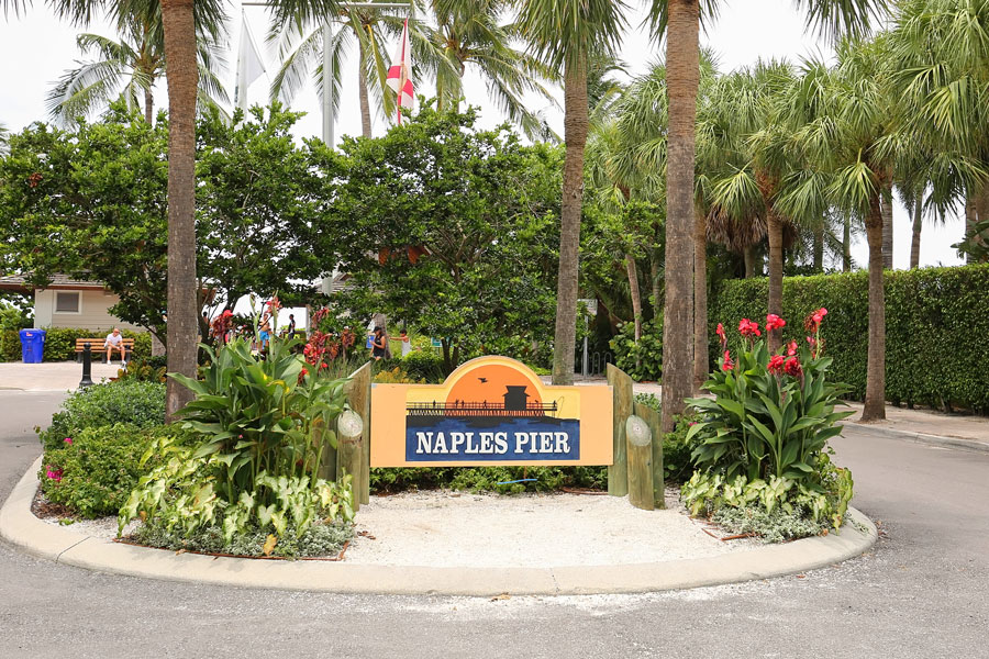 Entrance to the Naples Pier, recently re-opened after being closed due to Hurricane Irma damage in 2017 as seen on August 1, 2018. File photo: Jillian Cain Photography, Shutterstock.com, licensed.