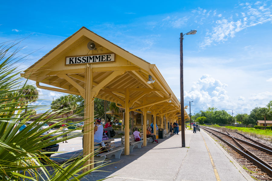 Kissimmee Florida outdoor train station platform in Kissimmee Florida on June 4th, 2009.