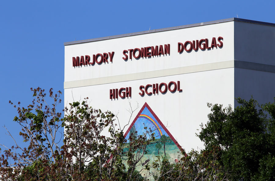 The Marjory Stoneman Douglas High School in Parkland, Florida on April 25, 2018. The school was the site of a school shooting in 2018 which sparked nationwide protests.