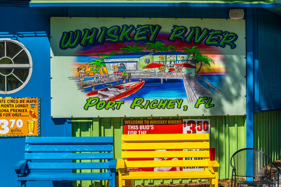 The Whiskey River Sports Bar with live music, food and alcohol in Port Richey, Florida on July 2, 2019. 