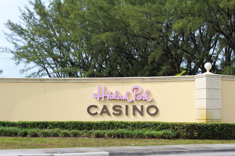 Outdoor sign for Hialeah Park Casino in Hialeah, Florida in April 2021. File photo: Blueee77, Shutterstock.com, licensed.