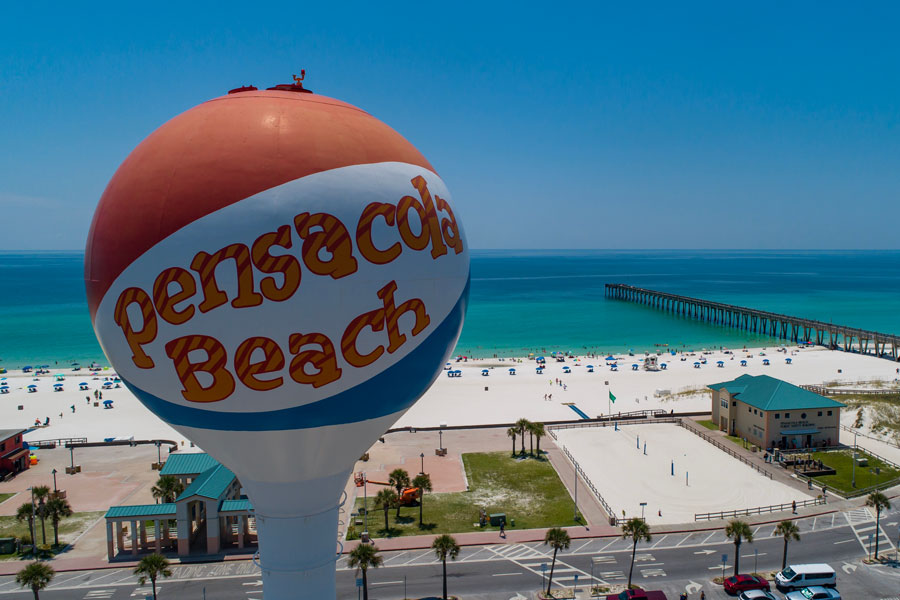 The famous Pensacola Florida water tower. Photo credit ShutterStock.com, licensed.