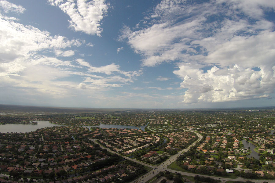 An aerial view of Coral Springs Florida which is just south of Parkland and to the West of Margate and Coconut Creek.