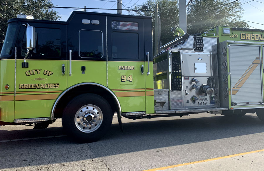 Greenacres Fire Rescue in its way to a vehicle accident on September 6, 2021.