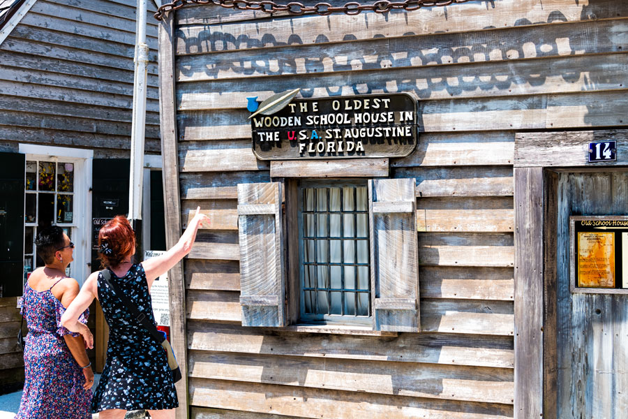 St George Street in downtown St. Augustine checking out the oldest wood school house