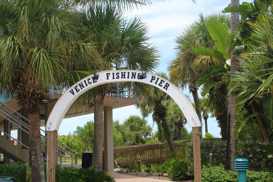 Entrance to Venice Fishing Pier in Venice, Florida. August 9 2019 