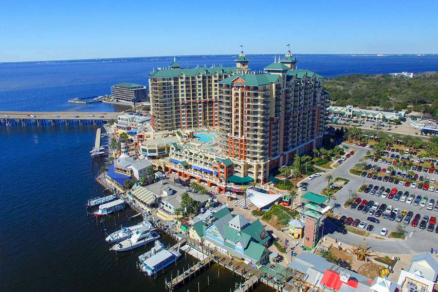 An undated aerial view of Destin Harbor Boardwalk, where the city of Destin started. 