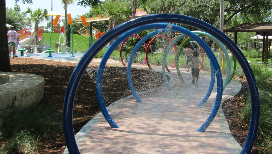 James F. Holland Memorial Park offers a splash zone that has a dedicated toddler area, as well as a larger, all ages space.