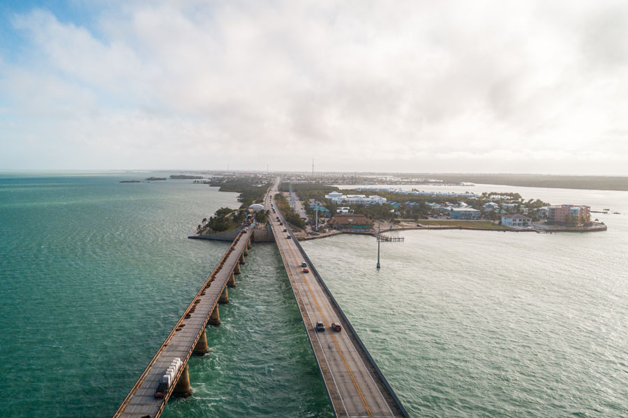 Seven Mile Bridge facing Marathon, from Key Colony Beach