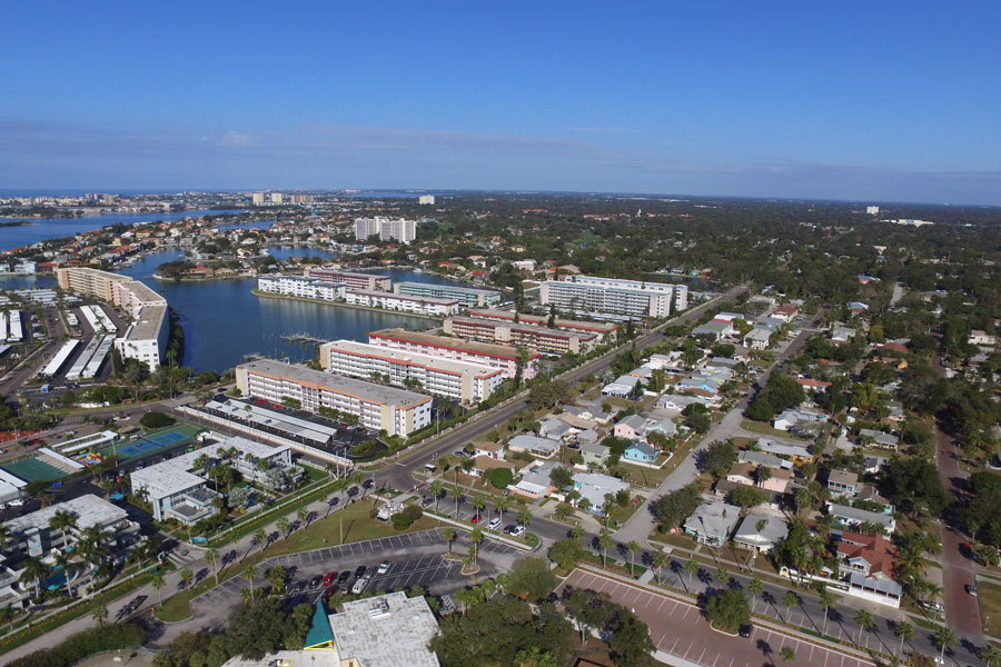 Drone aerial image of Gulfport, Florida, USA