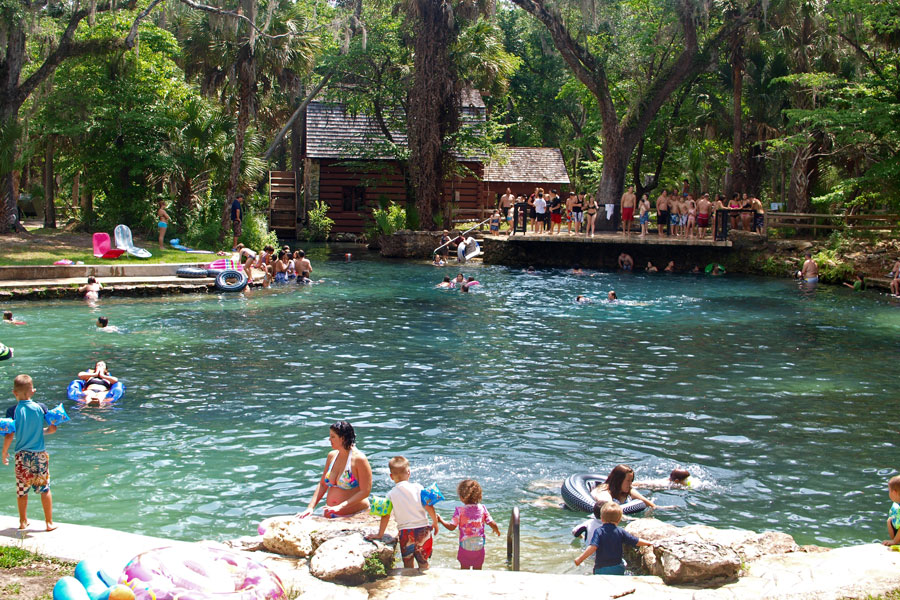 People enjoying in the spring fed pool of Juniper Springs Recreation Area. 