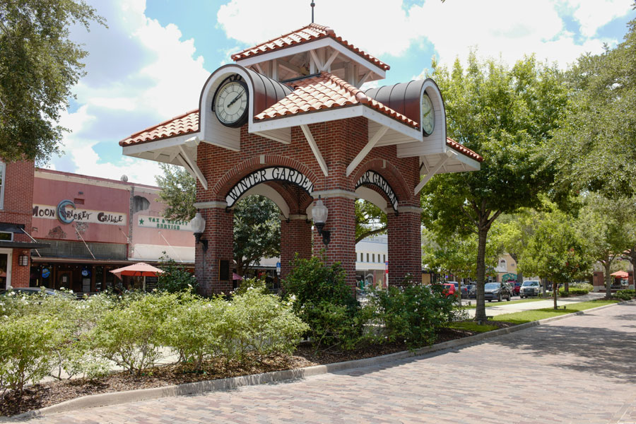 Central tower in Winter Garden a pleasant area with a good selection of independent shops. 