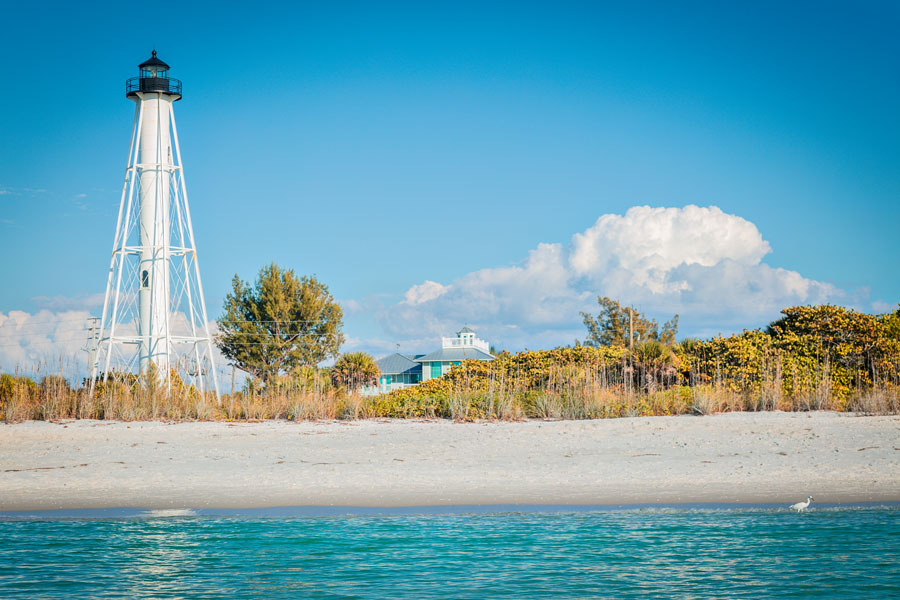 The Gasparilla Island Lighthouse, also known as the Port Boca Grande Lighthouse, is a historic lighthouse located on Gasparilla Island in Boca Grande, Florida.It was built in 1890 to guide ships through the treacherous Boca Grande Pass, the entrance to Charlotte Harbor. File photo: Henryk Sadura, licensed.